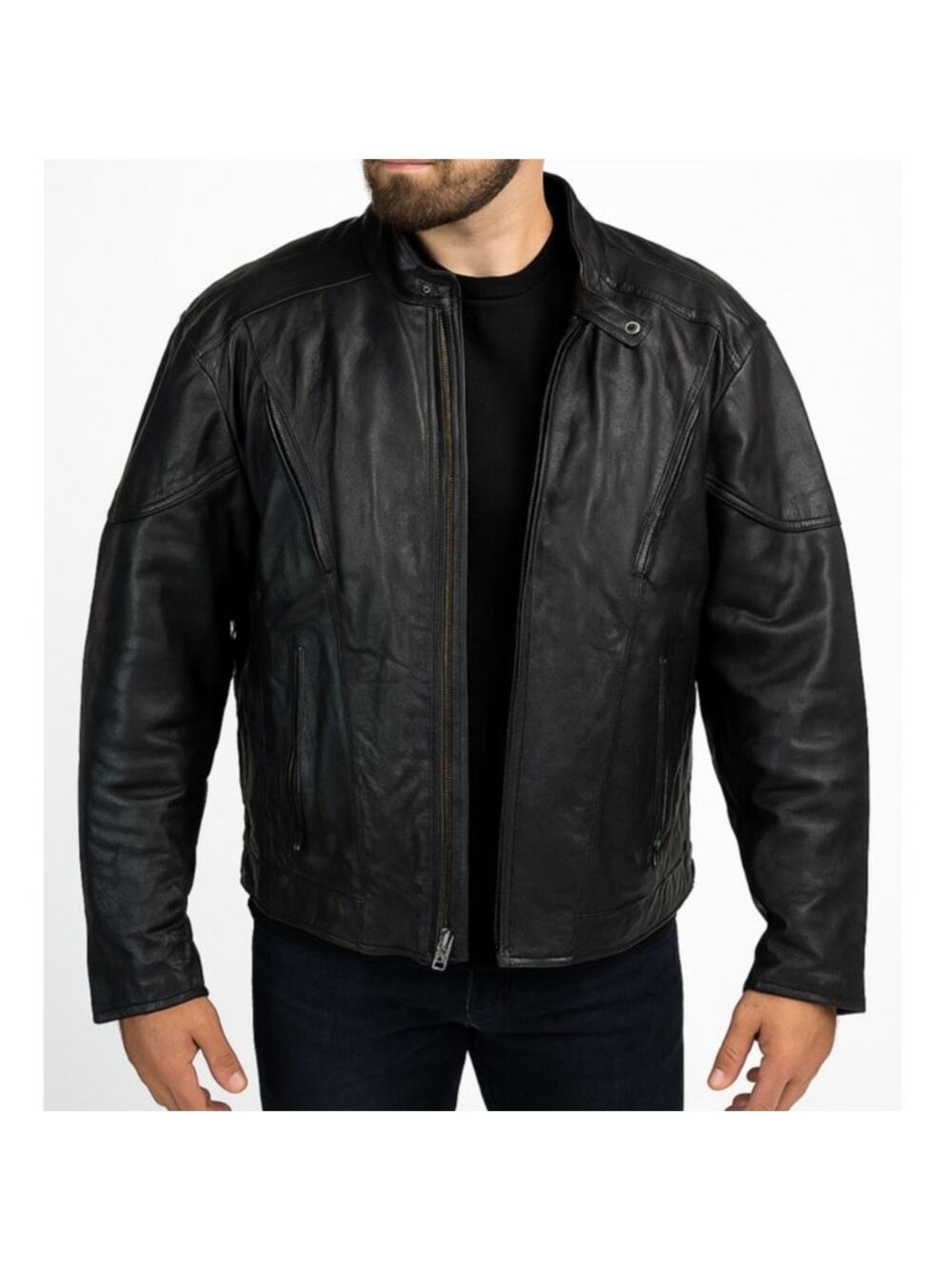 Vintage Hot Leathers Motorcycle Jacket 48 Genuine Leather Vented Zip Liner Biker